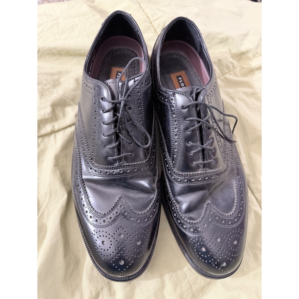 Florsheim Shoes Men's Black Leather Brogue Oxford Wingtip 20381 Size 10 D